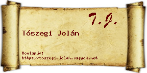 Tószegi Jolán névjegykártya